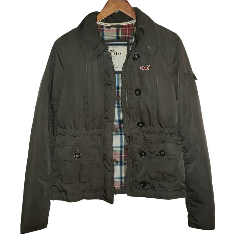 GUC, Women's Hollister Military style Flannel lined jacket, khaki color, size XS